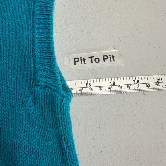 Country Concepts Womens Top Size L Turquoise Linen Blend Vintage Coastal Knit - Picture 6 of 8